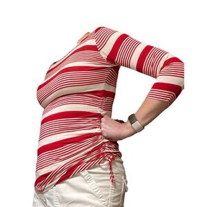 Kokoon 3/4 length sleeve red and white stripe shirt